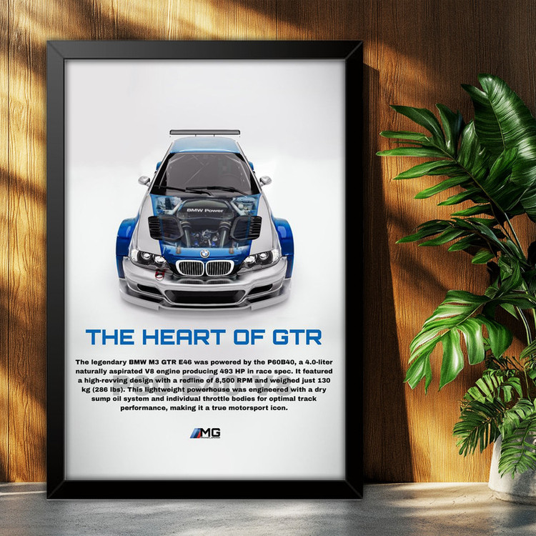 تابلو بکلیت طرح ماشین و خودرو بی ام و BMW M3 GTR NEED FOR SPEED MOST WANTED مدل B-po1891 فریم مشکی