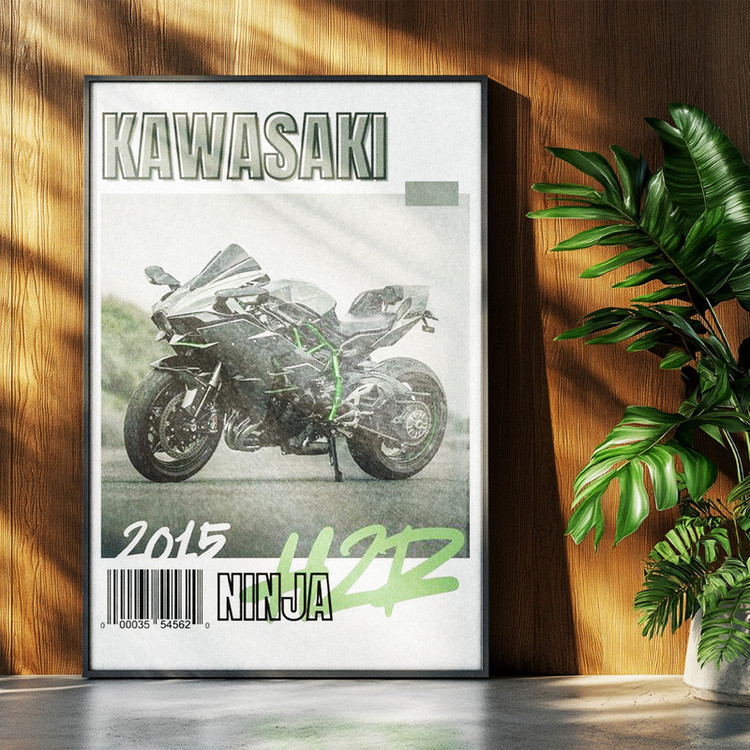 تابلو بکلیت طرح موتور سنگین نینجا کاوازاکی NINJA KAWASAKI H2R مدل b-po1602 فریم مشکی