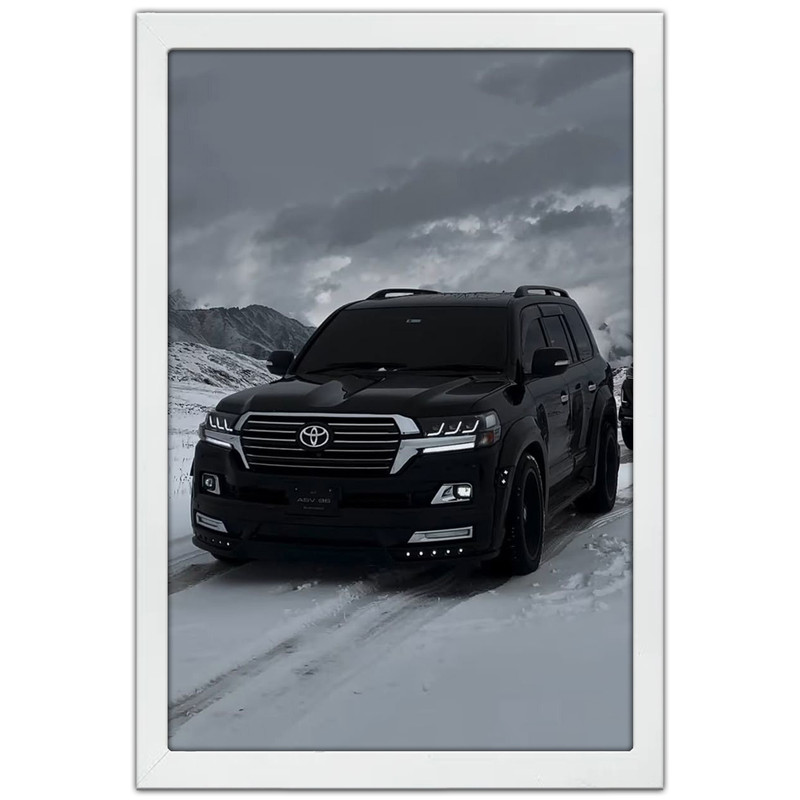تابلو بکلیت طرح ماشین و خودرو تویوتا لندکروز Toyota LandCruiser مدل W-po1920 فریم سفید