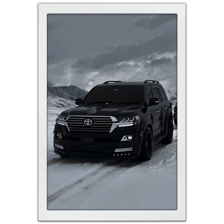 تابلو بکلیت طرح ماشین و خودرو تویوتا لندکروز Toyota LandCruiser مدل W-po1920 فریم سفید