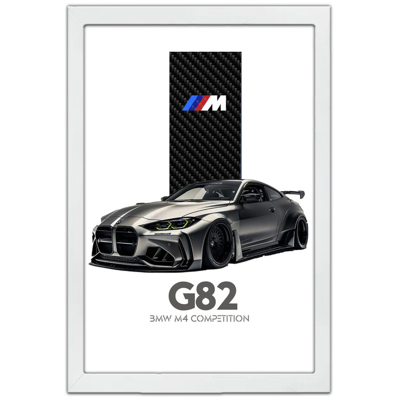 تابلو بکلیت طرح ماشین و خودرو بی ام و BMW M4 G82 مدل W-po1716 فریم سفید