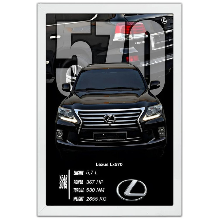 تابلو بکلیت طرح ماشین و خودرو لکسوس Lexus LX 570 مدل W-po1987 فریم سفید
