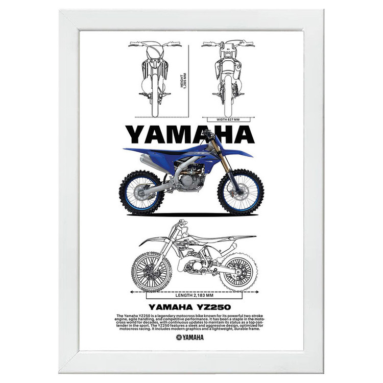 تابلو بکلیت طرح موتور سنگین یاماها YAMAHA YZ250 مدل W-po1546 فریم سفید