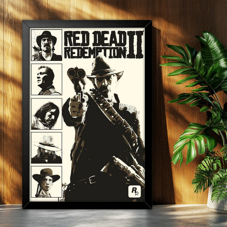 تابلو بکلیت طرح گیمینگ ردد red dead redemption 2 مدل B-po2233 فریم مشکی