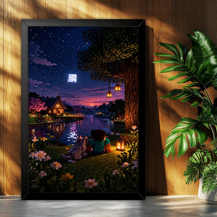 تابلو بکلیت طرح گیمینگ ماینکرفت Minecraft مدل B-po2245 فریم مشکی