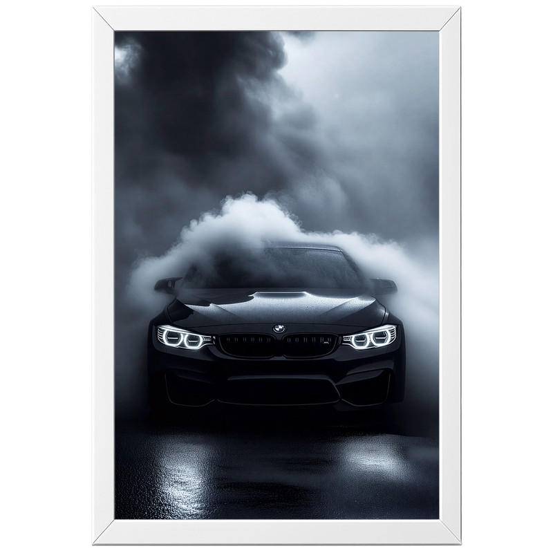 تابلو بکلیت طرح ماشین و خودرو بی ام و BMW M4 مدل W-po2169 فریم سفید