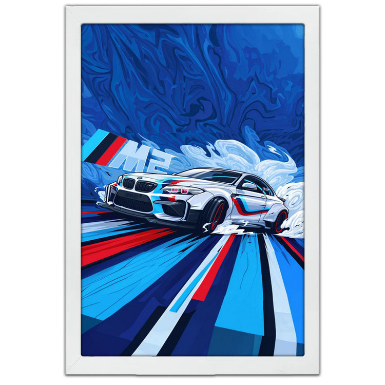 تابلو بکلیت طرح ماشین و خودرو بی ام و BMW M2 مدل W-po1595 فریم سفید