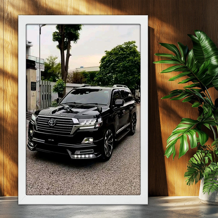 تابلو بکلیت طرح ماشین و خودرو تویوتا لندکروز Toyota LandCruiser مدل W-po2000 فریم سفید