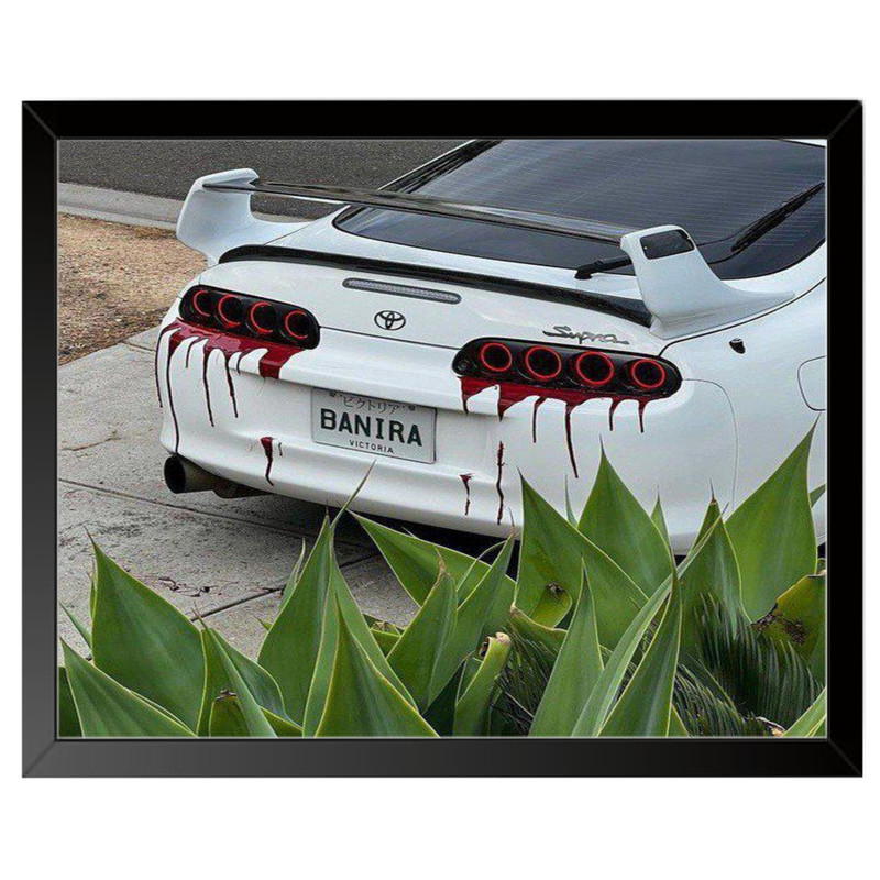 تابلو بکلیت طرح ماشین و خودرو Toyota Supra مدل b-po1537 فریم مشکی
