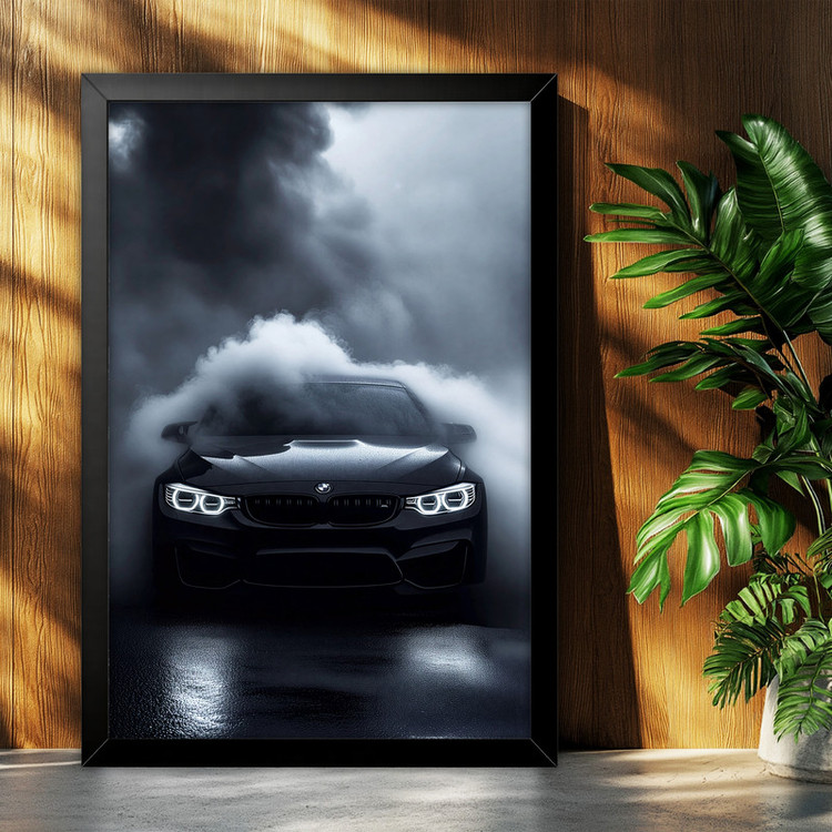 تابلو بکلیت طرح ماشین و خودرو بی ام و BMW M4 مدل B-po2169 فریم مشکی