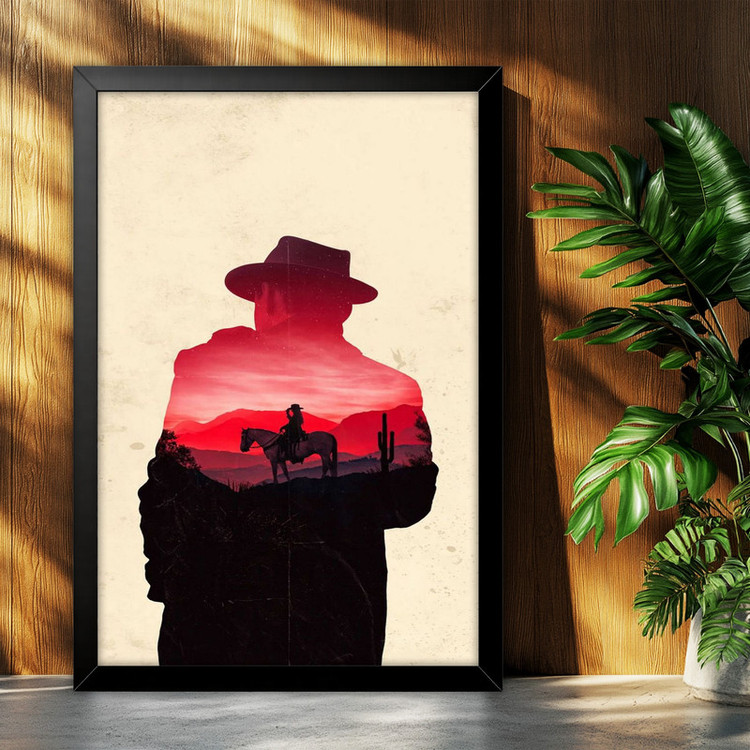 تابلو بکلیت طرح گیمینگ ردد red dead redemption 2 مدل B-po2241 فریم مشکی