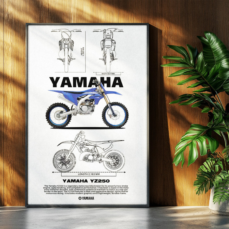 تابلو بکلیت طرح موتور سنگین یاماها YAMAHA YZ250 مدل b-po1546 فریم مشکی