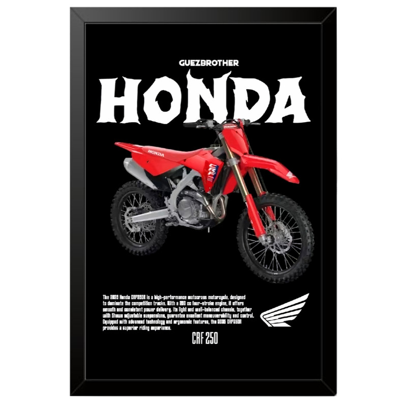 تابلو بکلیت طرح موتور سنگین هوندا Honda CRF250R مدل b-po1705 فریم مشکی