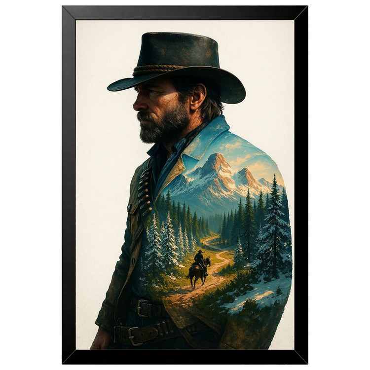 تابلو بکلیت طرح گیمینگ ردد red dead redemption 2 مدل B-po2198 فریم مشکی