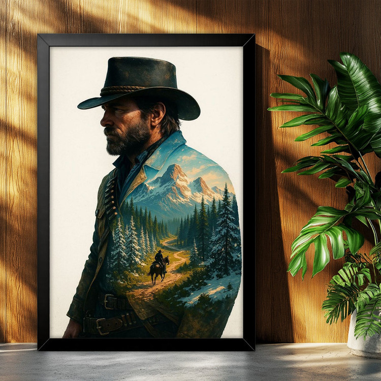 تابلو بکلیت طرح گیمینگ ردد red dead redemption 2 مدل B-po2198 فریم مشکی