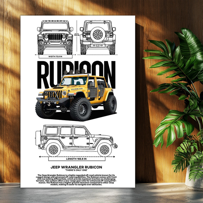 تابلو شاسی بکلیت طرح ماشین و خودرو جیپ JEEP WRANGLER RUBICON مدل T-po1558
