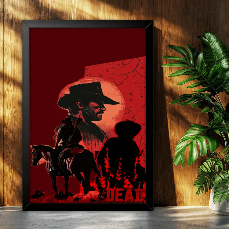 تابلو بکلیت طرح گیمینگ ردد red dead redemption 2 مدل B-po2305 فریم مشکی
