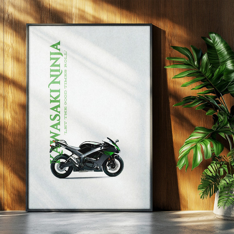 تابلو بکلیت طرح موتور سنگین نینجا کاوازاکی Kawasaki Ninja ZX-6R مدل b-po1694 فریم مشکی