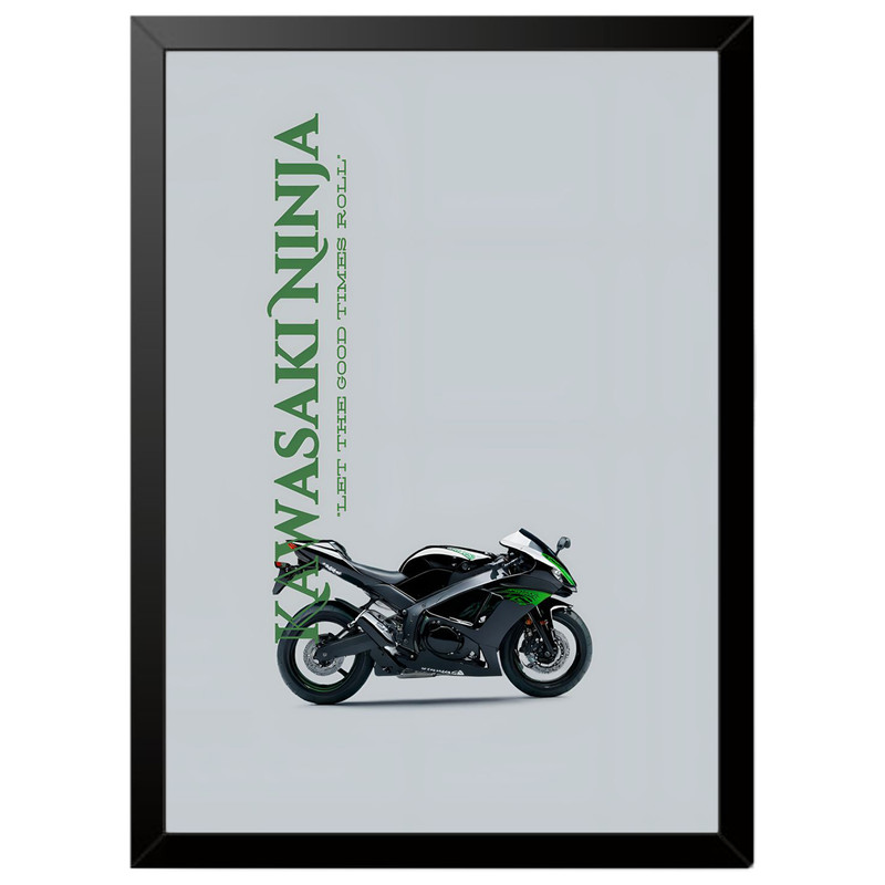 تابلو بکلیت طرح موتور سنگین نینجا کاوازاکی Kawasaki Ninja ZX-6R مدل b-po1694 فریم مشکی