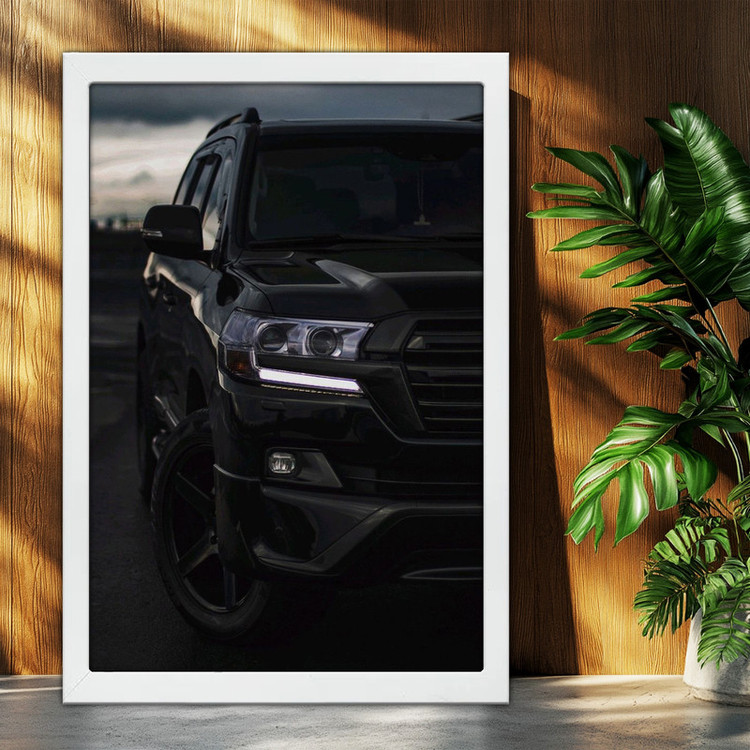 تابلو بکلیت طرح ماشین و خودرو تویوتا لندکروز Toyota LandCruiser مدل W-po1953 فریم سفید