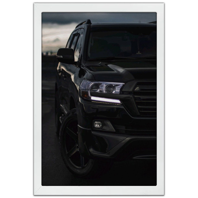 تابلو بکلیت طرح ماشین و خودرو تویوتا لندکروز Toyota LandCruiser مدل W-po1953 فریم سفید
