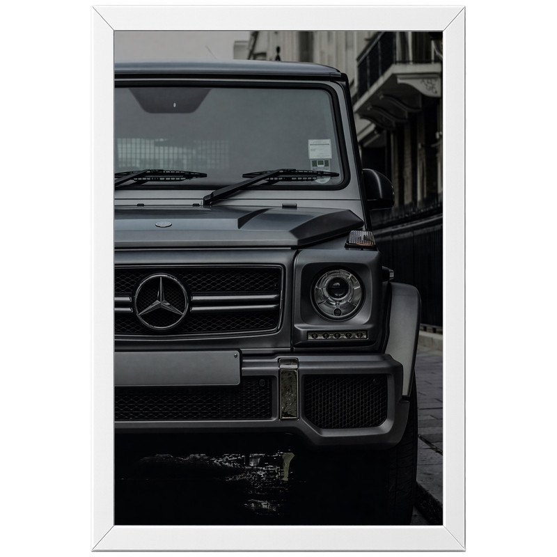 تابلو بکلیت طرح ماشین و خودرو مرسدس بنز Mercedes-Benz G-Class G63 AMG مدل W-po2128 فریم سفید
