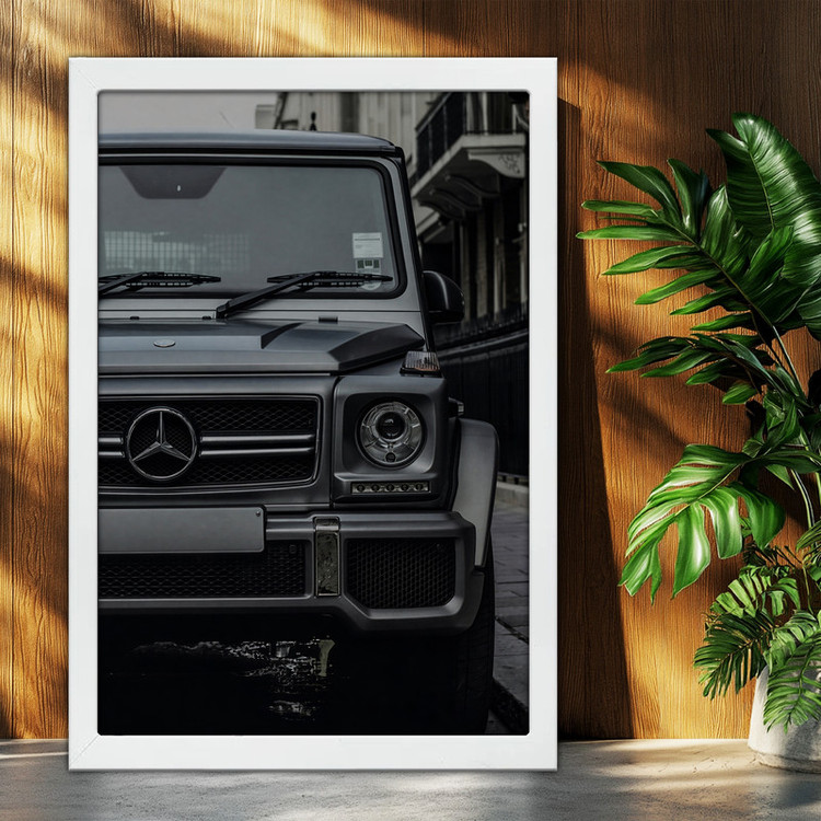 تابلو بکلیت طرح ماشین و خودرو مرسدس بنز Mercedes-Benz G-Class G63 AMG مدل W-po2128 فریم سفید