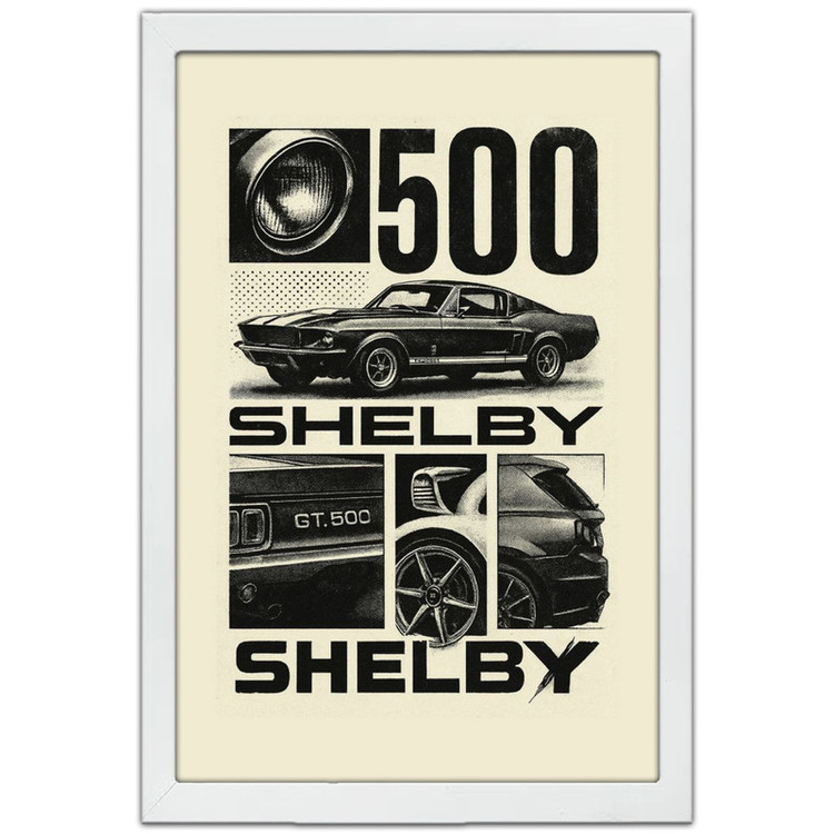 تابلو بکلیت طرح ماشین و خودرو فورد شلبی Ford Shelby GT500 مدل W-po1614 فریم سفید
