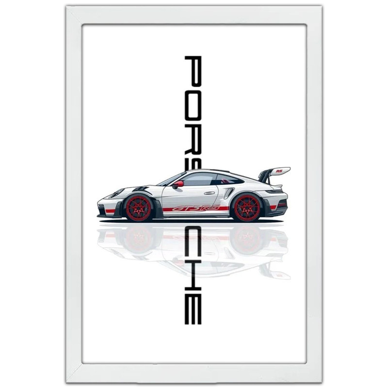 تابلو بکلیت طرح ماشین و خودرو پورشه PORSCHE 911 GT3 RS مدل W-po1733 فریم سفید