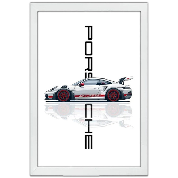 تابلو بکلیت طرح ماشین و خودرو پورشه PORSCHE 911 GT3 RS مدل W-po1733 فریم سفید