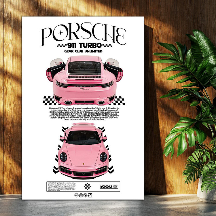 تابلو شاسی بکلیت طرح ماشین و خودرو پورشه PORSCHE 911 TURBO مدل T-po1572