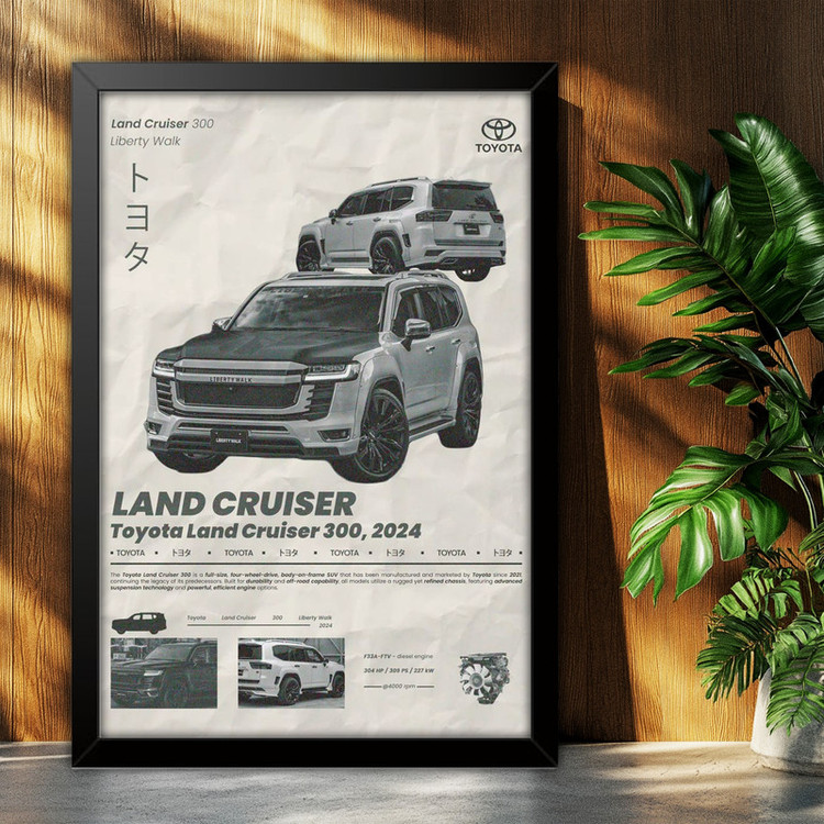 تابلو بکلیت طرح ماشین و خودرو تویوتا لندکروز Toyota LandCruiser مدل B-po2006 فریم مشکی