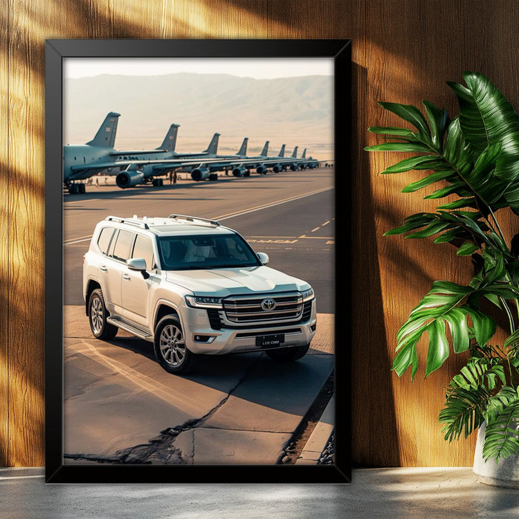 تابلو بکلیت طرح ماشین و خودرو تویوتا لندکروز Toyota LandCruiser مدل B-po1985 فریم مشکی