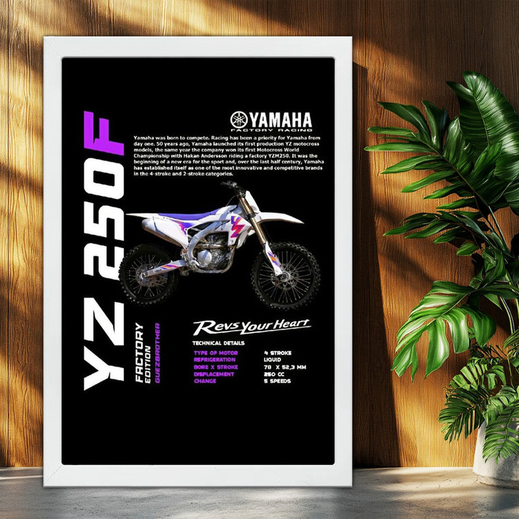 تابلو بکلیت طرح موتور یاماها YAMAHA YZ250F مدل W-po1898 فریم سفید
