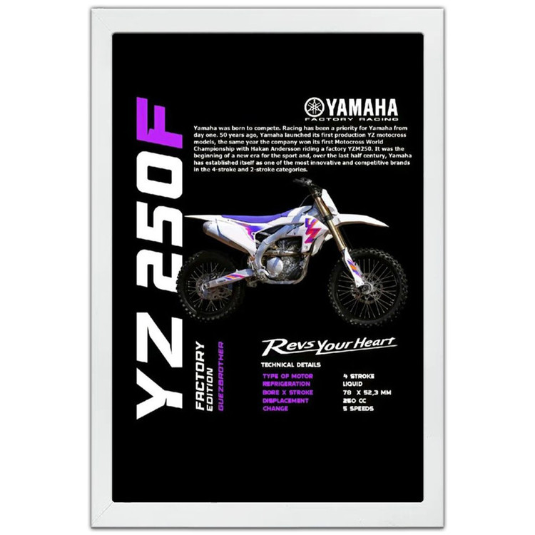 تابلو بکلیت طرح موتور یاماها YAMAHA YZ250F مدل W-po1898 فریم سفید
