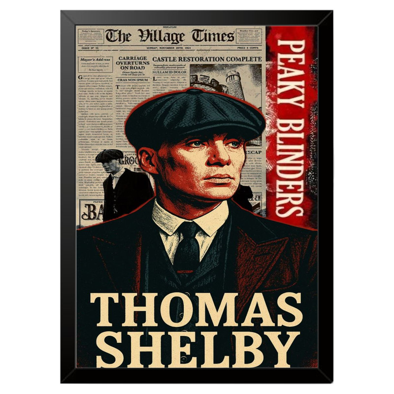 تابلو بکلیت طرح سریال پیکی بلایندرز شخصیت توماس شلبی Peaky Blinders Tommy Shelby مدل b-po1654 فریم مشکی