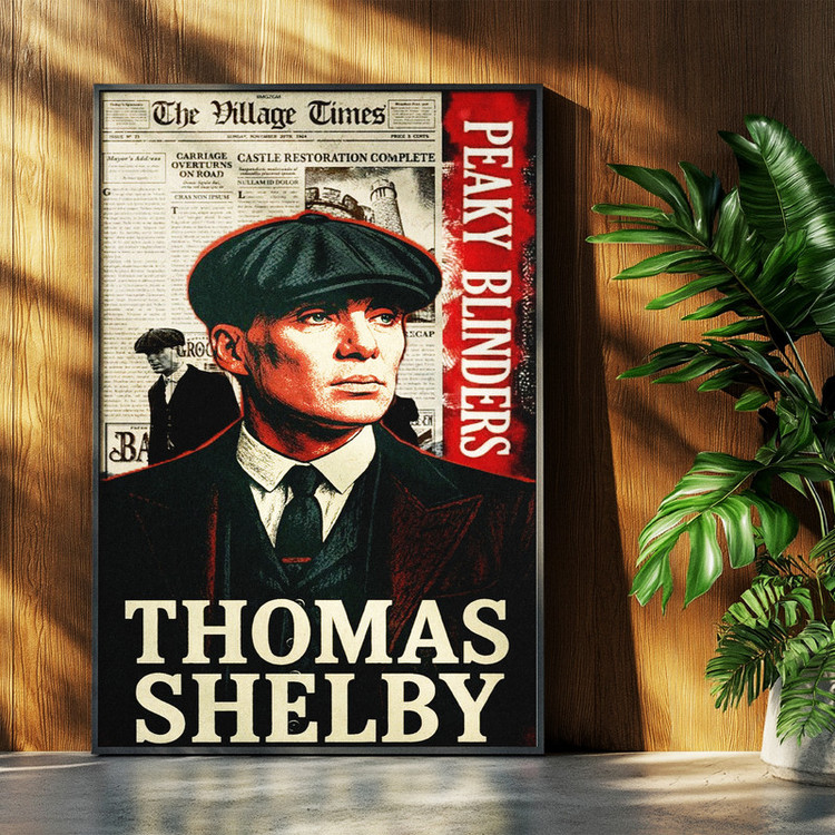 تابلو بکلیت طرح سریال پیکی بلایندرز شخصیت توماس شلبی Peaky Blinders Tommy Shelby مدل b-po1654 فریم مشکی