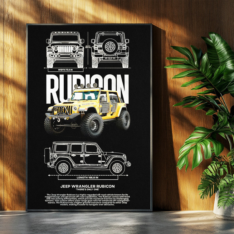 تابلو بکلیت طرح ماشین و خودرو جیپ JEEP WRANGLER RUBICON مدل b-po1562 فریم مشکی