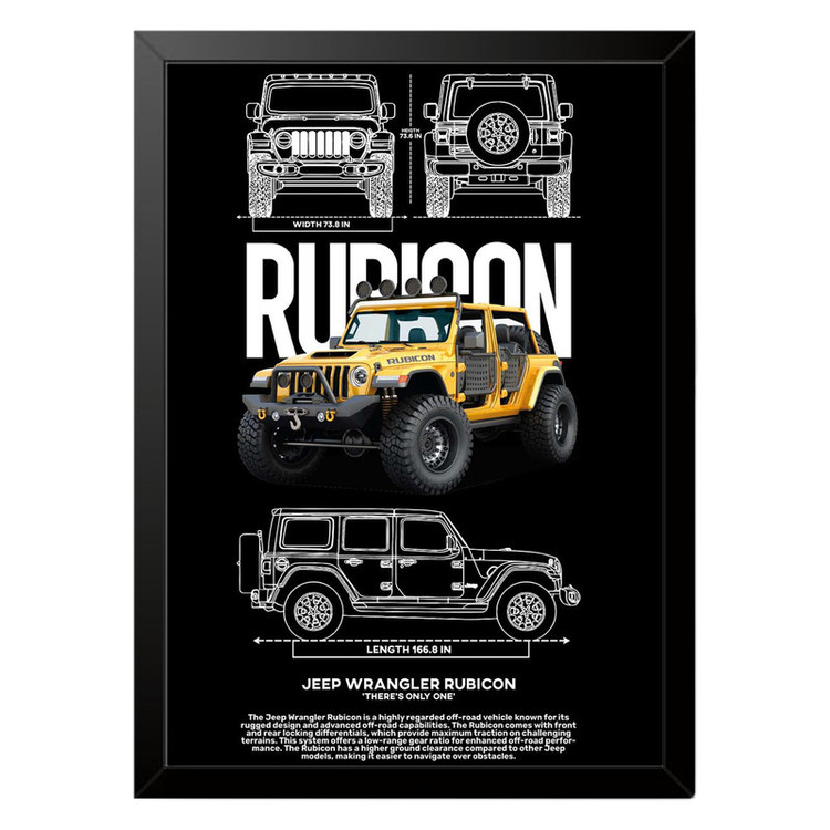 تابلو بکلیت طرح ماشین و خودرو جیپ JEEP WRANGLER RUBICON مدل b-po1562 فریم مشکی