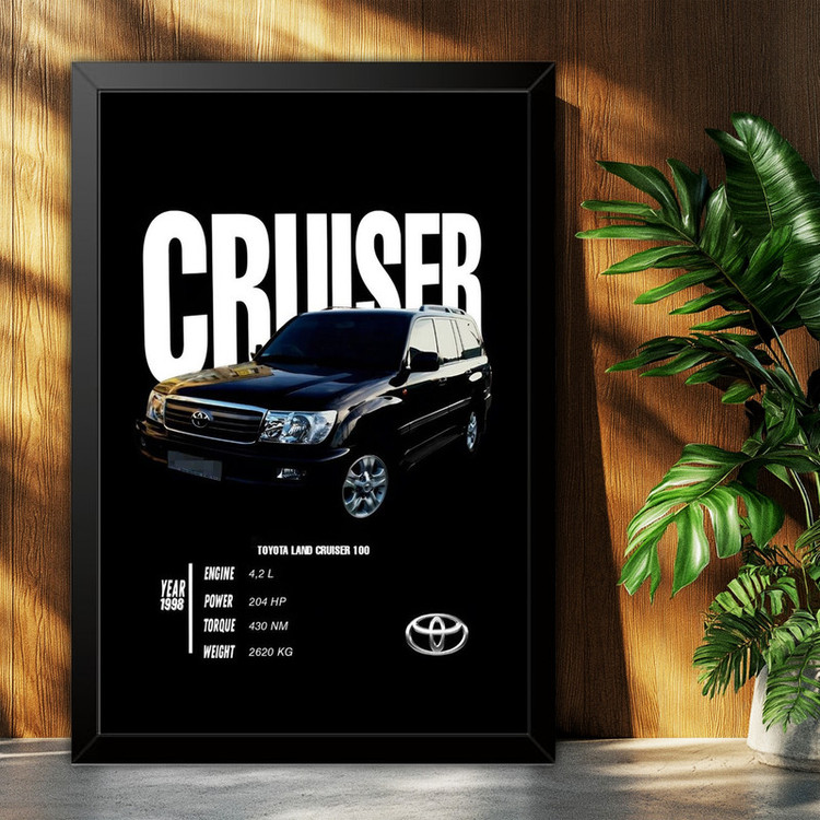 تابلو بکلیت طرح ماشین و خودرو تویوتا لندکروز Toyota LandCruiser مدل B-po1921 فریم مشکی