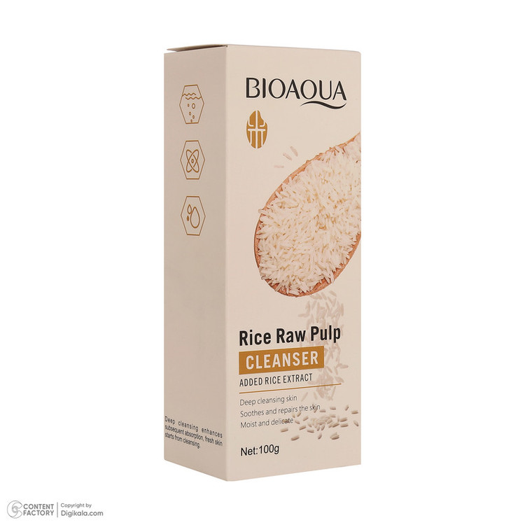 فوم شستوشوی صورت بی آکوا مدل Rice Raw مناسب برای انواع پوست وزن 100 گرم